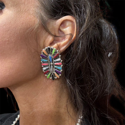 Mixed Block Stone Squash Blossom Necklace Set