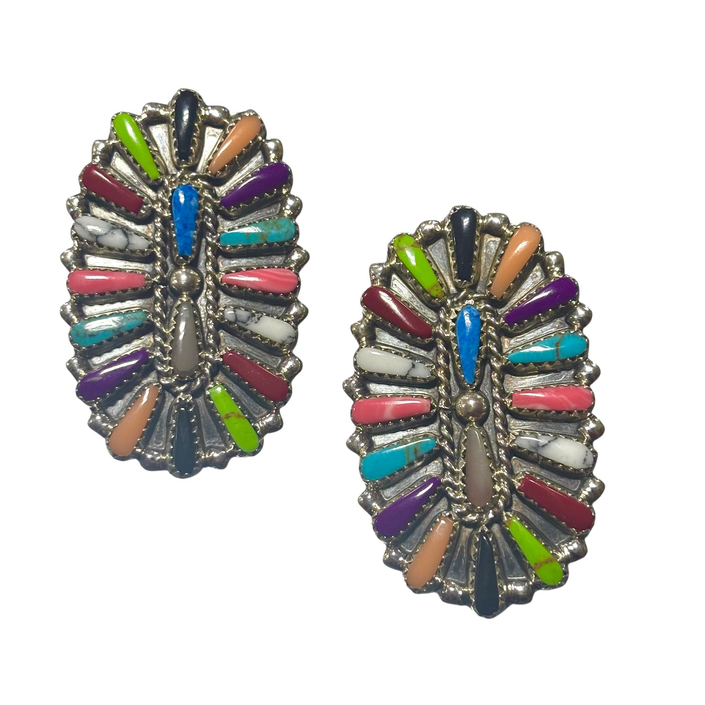 Mixed Block Stone Squash Blossom Necklace Set