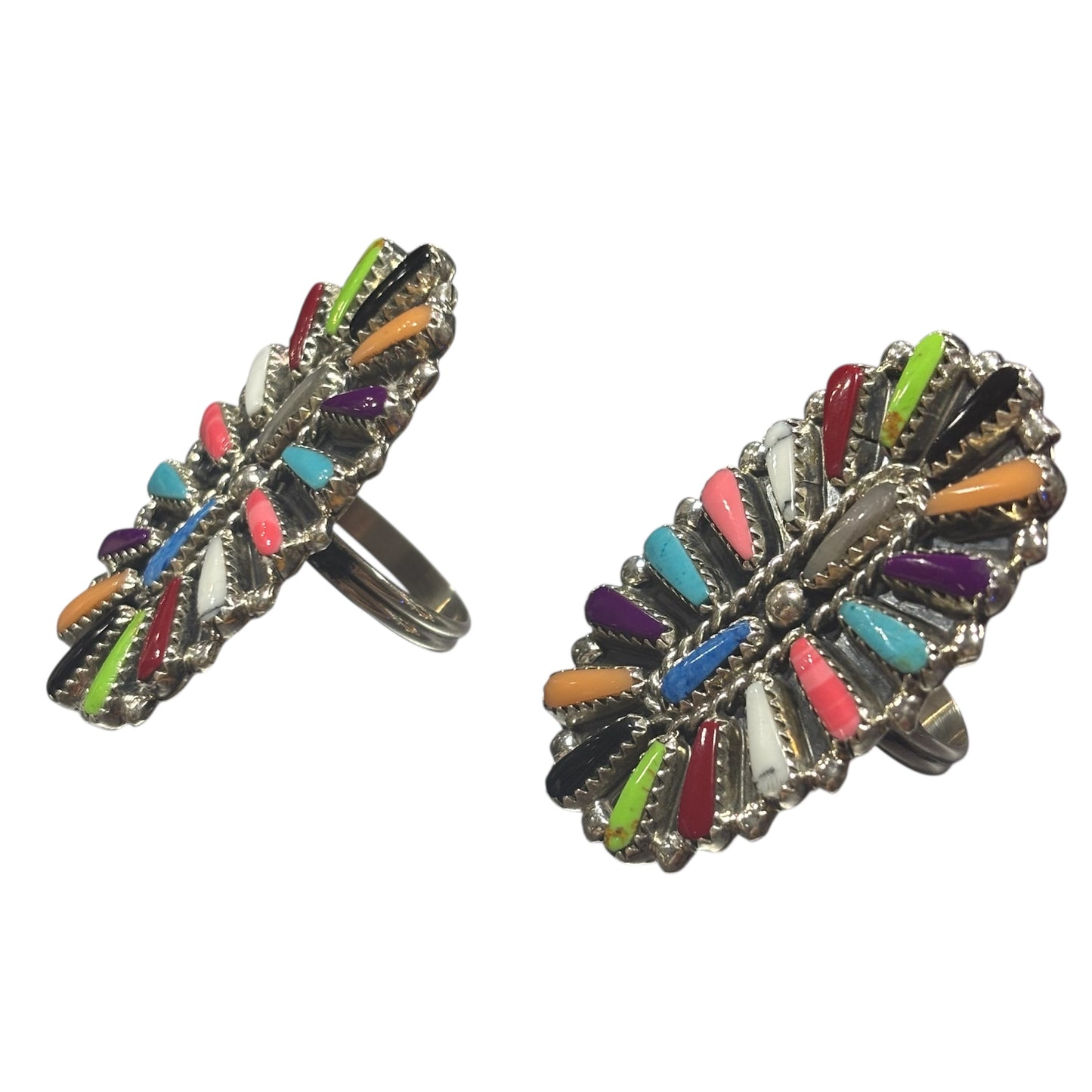 Mixed Block Stone Squash Blossom Necklace Set