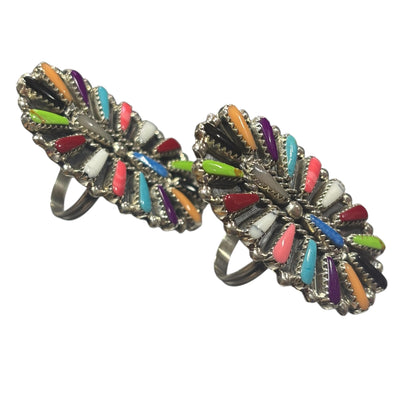 Mixed Block Stone Squash Blossom Necklace Set