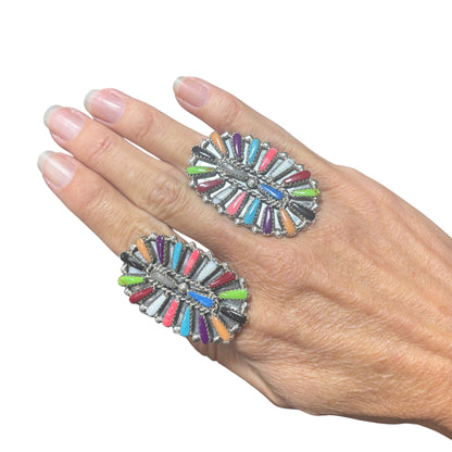 Mixed Block Stone Squash Blossom Necklace Set