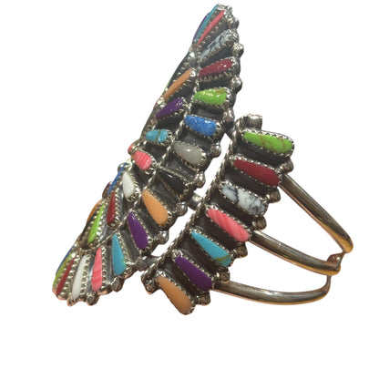 Mixed Block Stone Squash Blossom Necklace Set