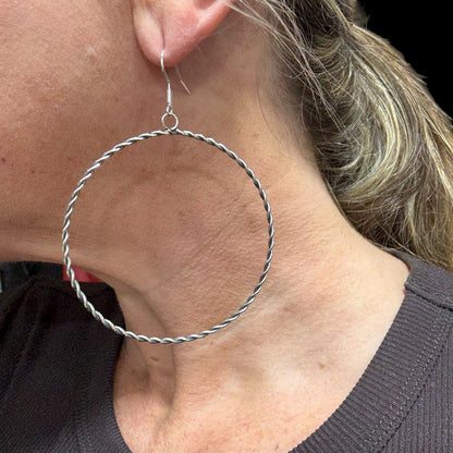 Twisted Wire Sterling Silver Hoops