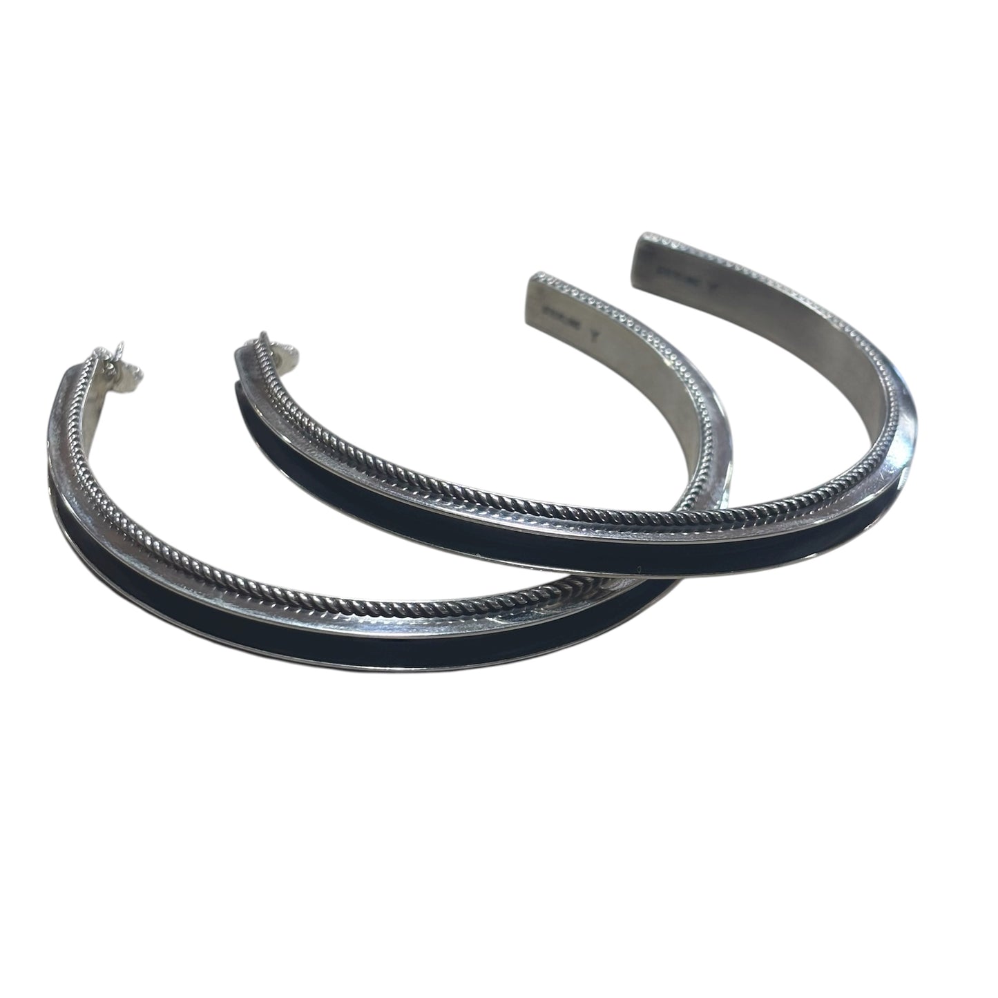 Silver Rope Edge Hoop Earrings