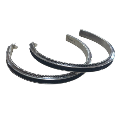 Silver Rope Edge Hoop Earrings