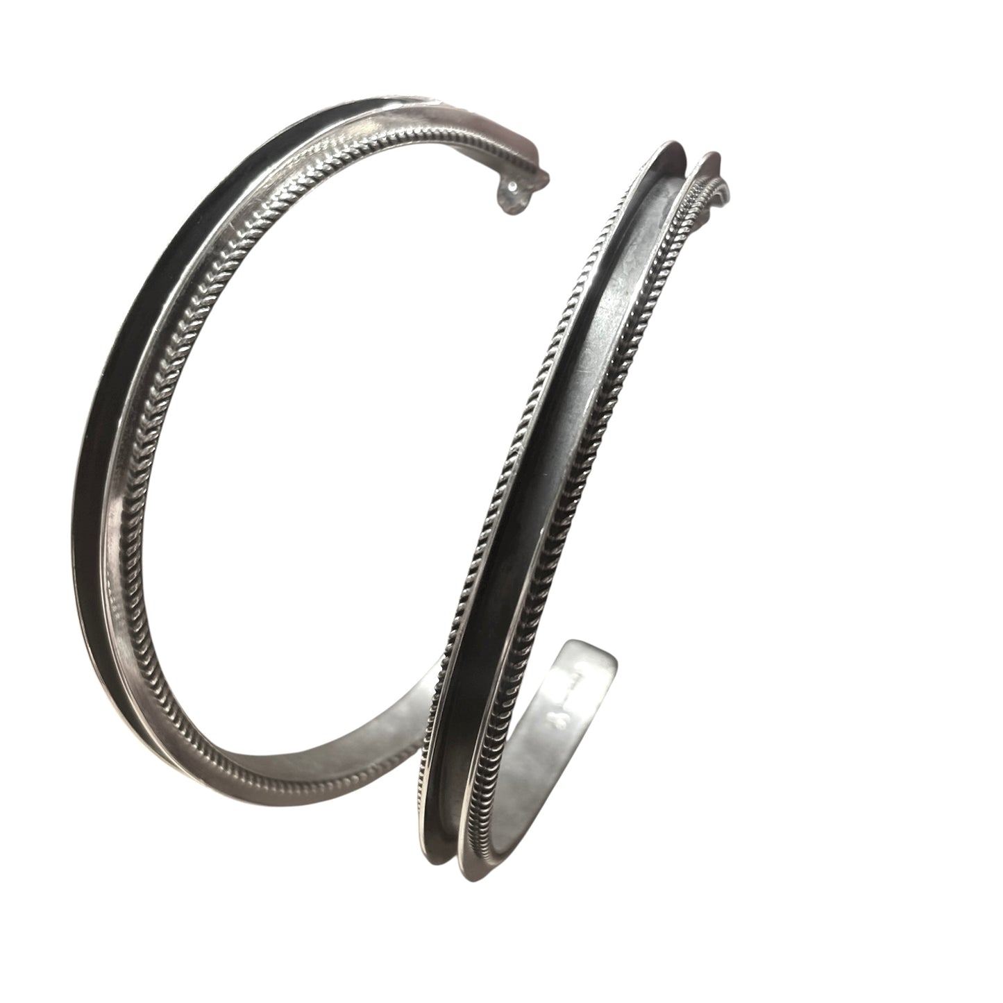 Silver Rope Edge Hoop Earrings