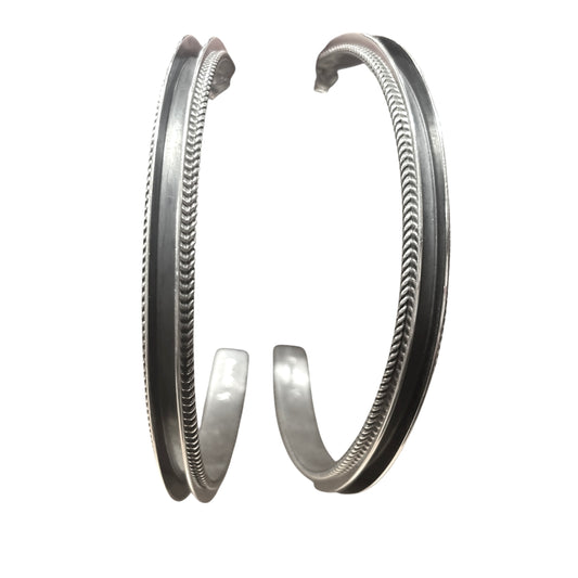 Silver Rope Edge Hoop Earrings