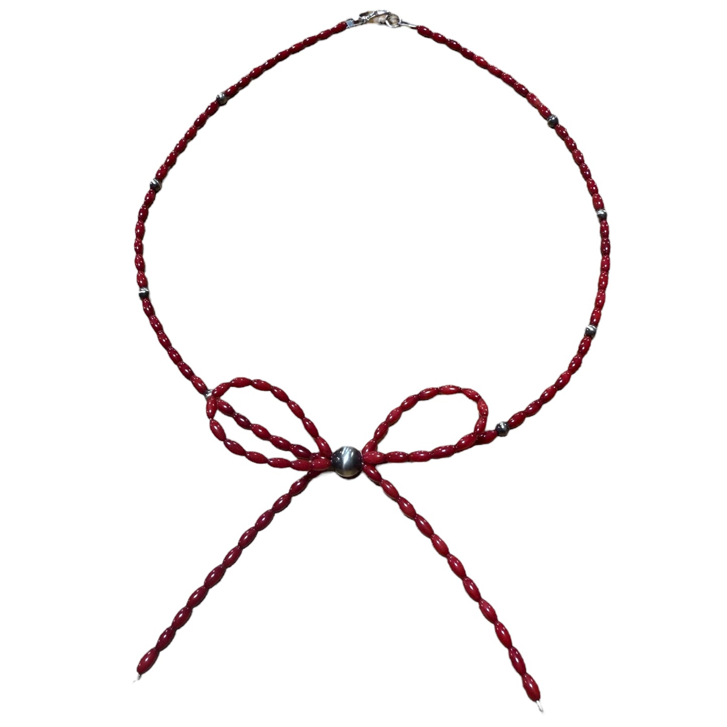 Dyed Coral Bow Necklace