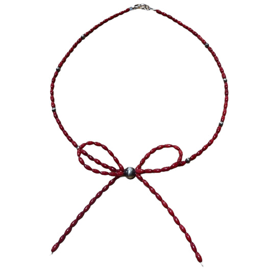 Dyed Coral Bow Necklace