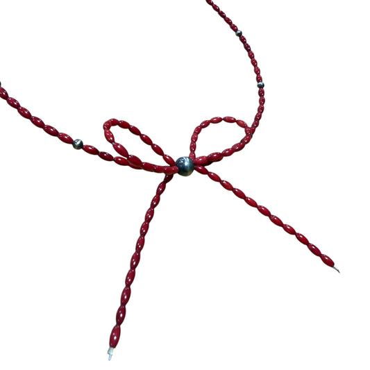 Dyed Coral Bow Necklace