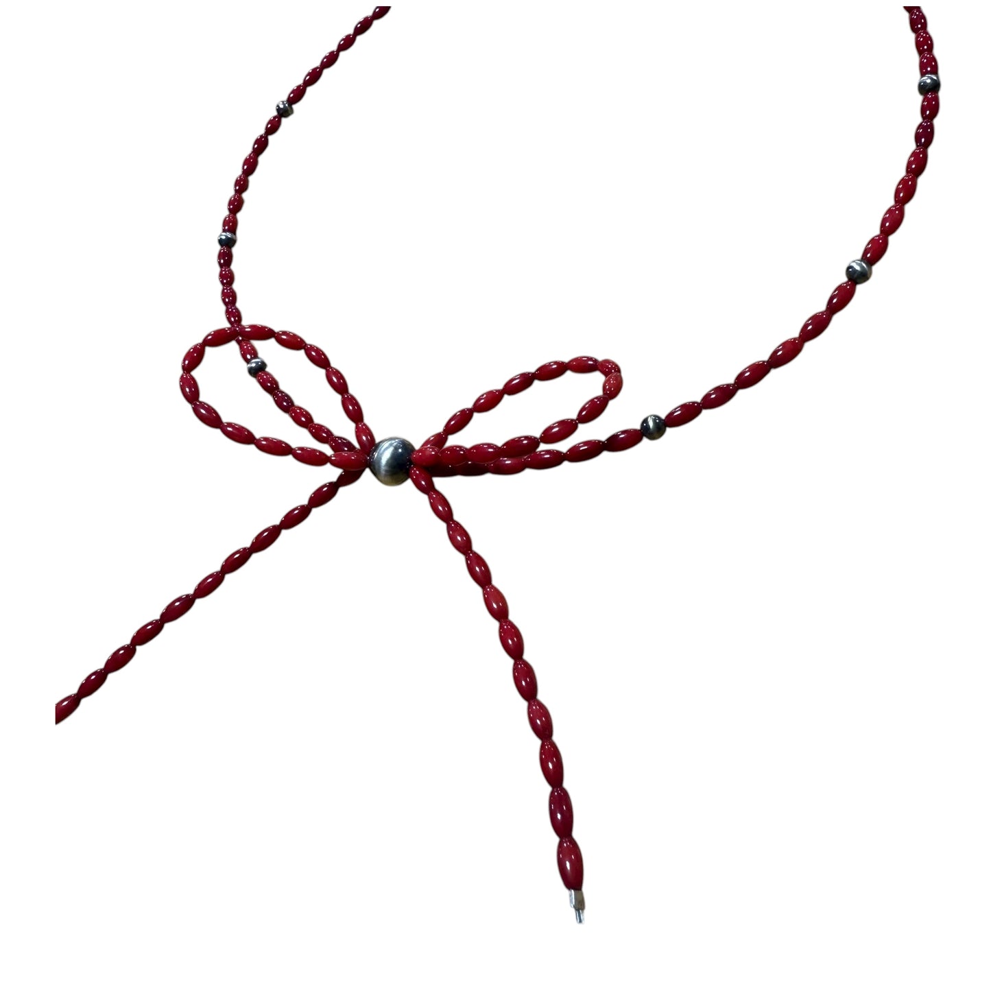 Dyed Coral Bow Necklace
