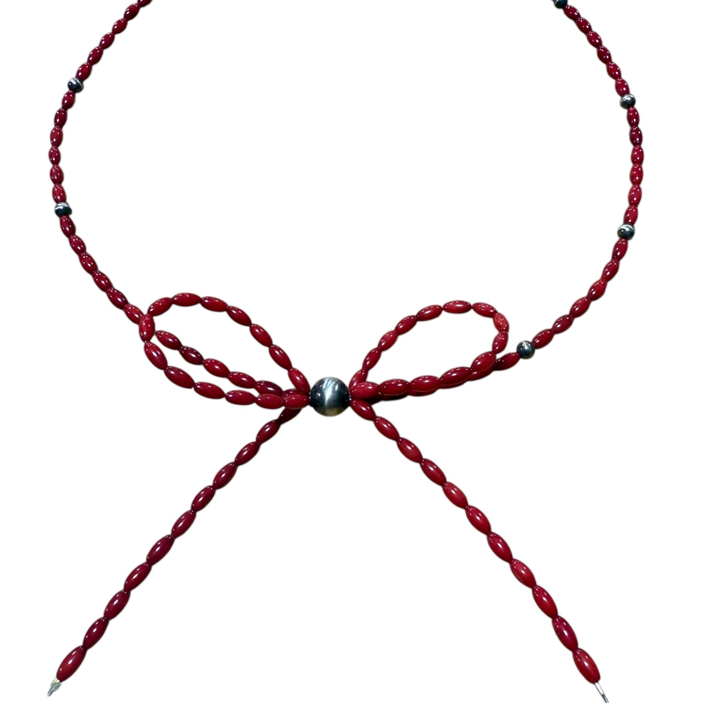 Dyed Coral Bow Necklace