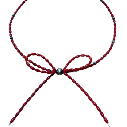 Dyed Coral Bow Necklace
