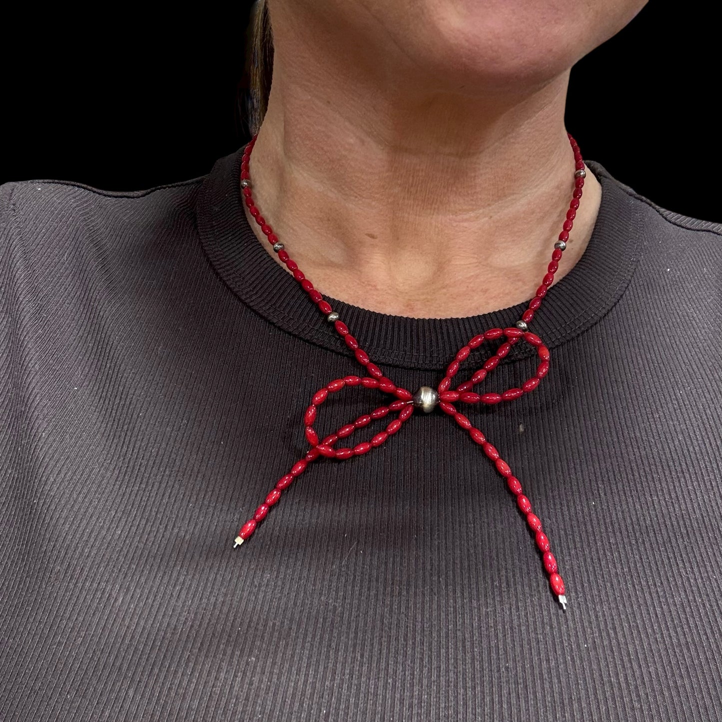 Dyed Coral Bow Necklace