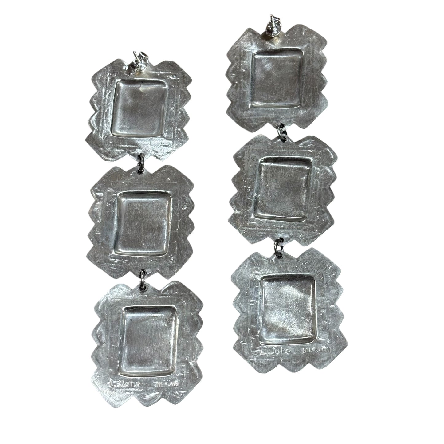 Sterling Silver Concho Drop Earrings