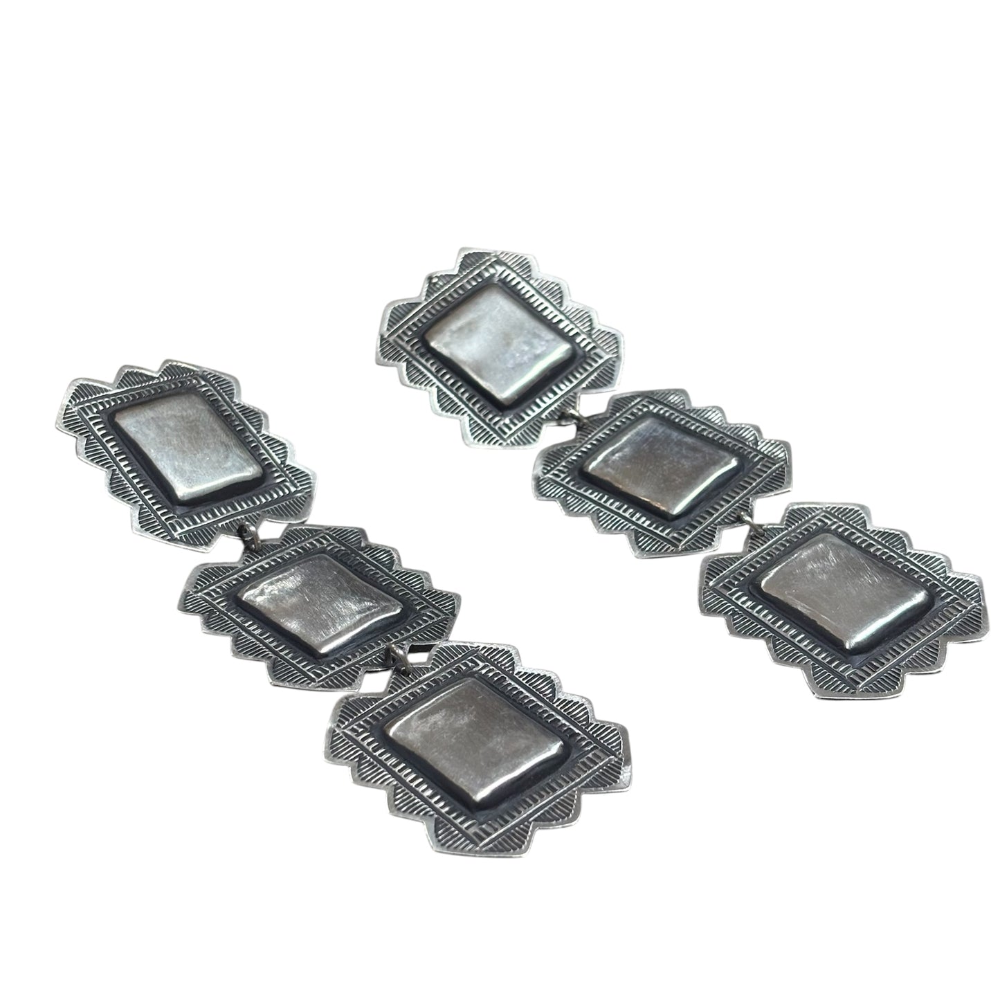 Sterling Silver Concho Drop Earrings