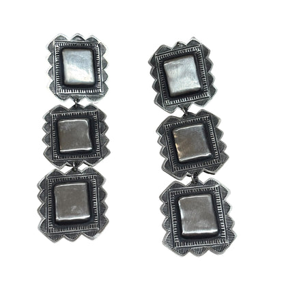 Sterling Silver Concho Drop Earrings