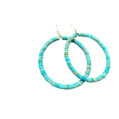 Magnesite Dyed Turquoise Hoops