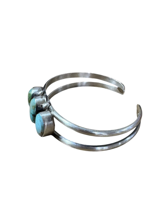 Kingman 3-Stone Cuff By Augustine Largo, Navajo