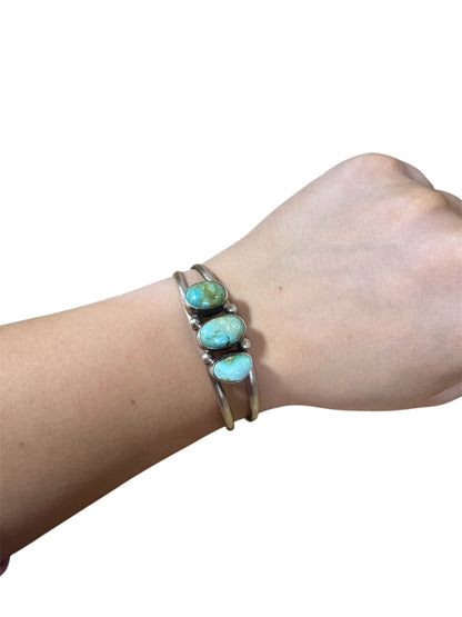 Kingman 3-Stone Cuff By Augustine Largo, Navajo
