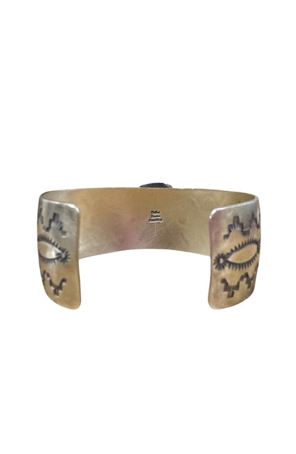 White Buffalo One Stone Cuff By Delbert Santos, Navajo