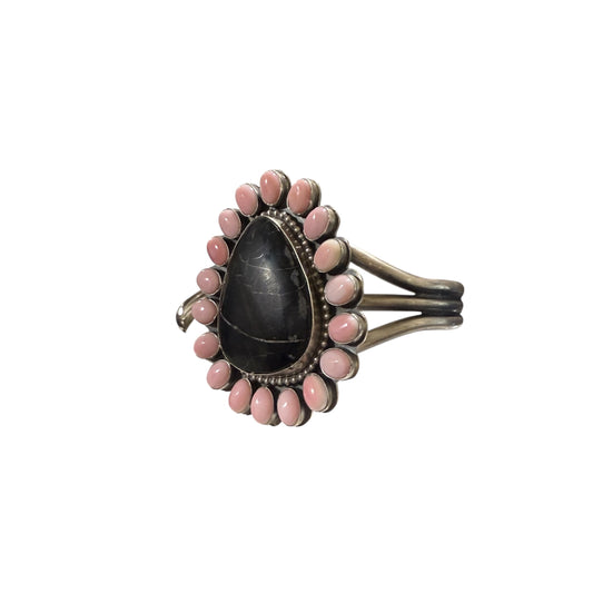 White Buffalo & Pink Conch Statement Cuff