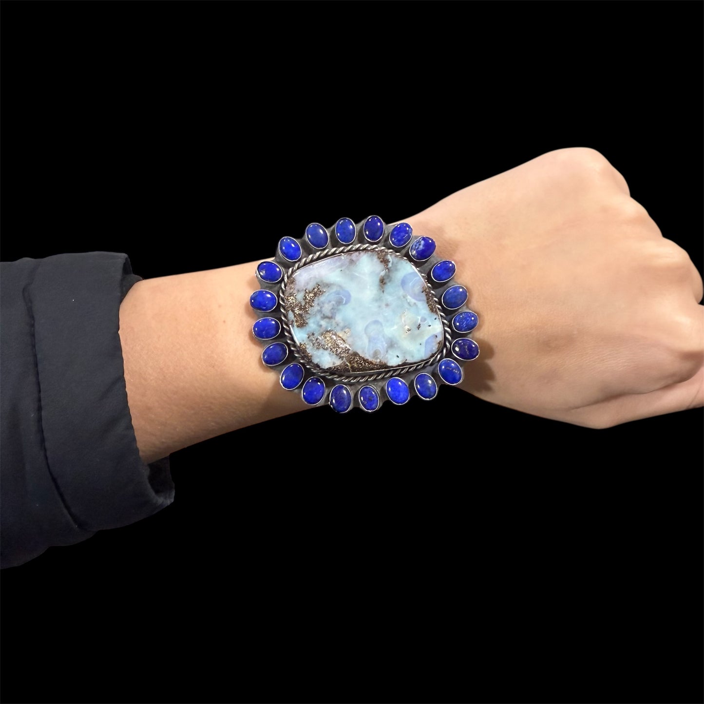 Boulder Opal & Lapis Cuff