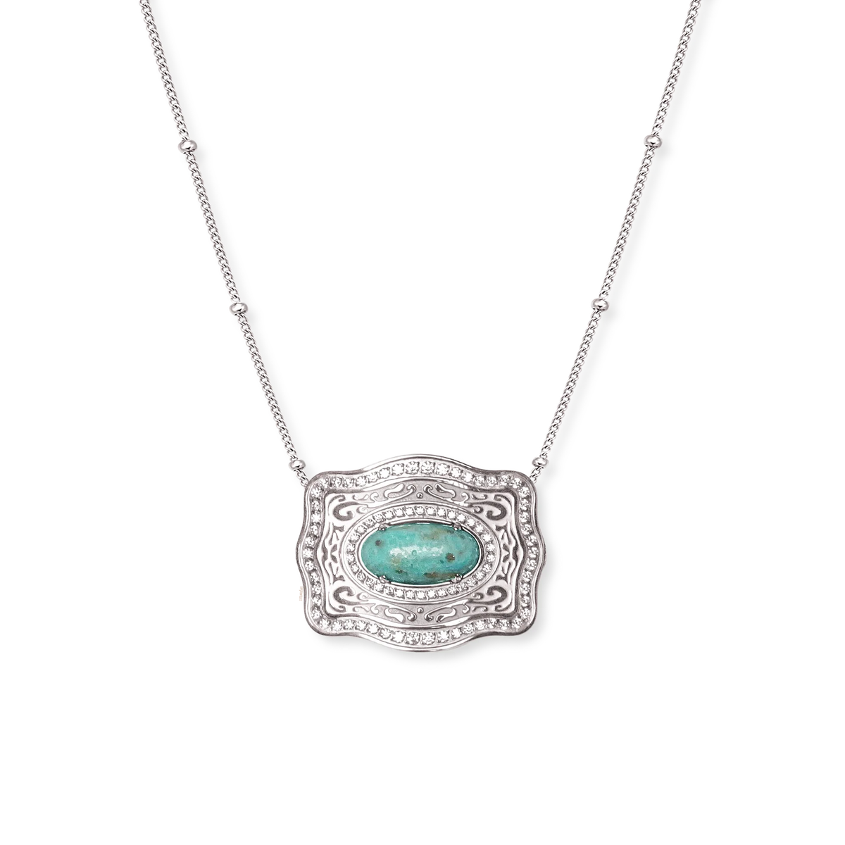 SpurWest Oasis Belt Buckle Necklace Silver