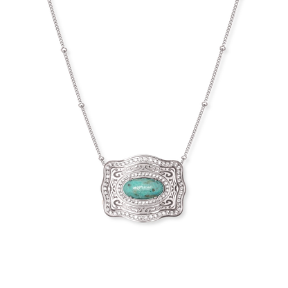 SpurWest Oasis Belt Buckle Necklace Silver