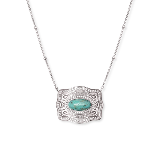 SpurWest Oasis Belt Buckle Necklace Silver