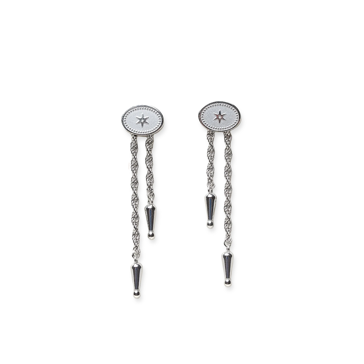 SpurWest Annley Bolo Tie Earrings Silver