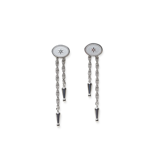 SpurWest Annley Bolo Tie Earrings Silver