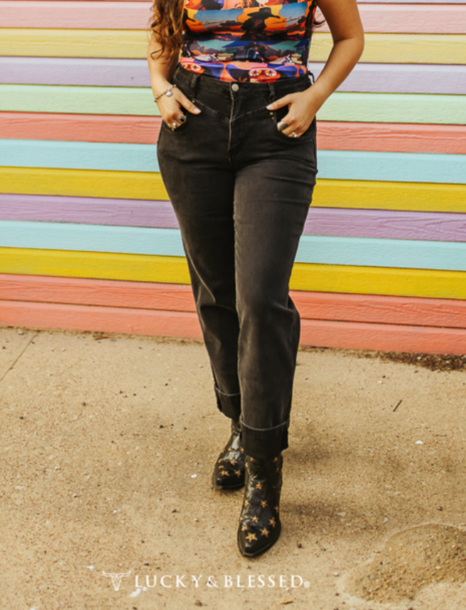 The Bandita Black Tapered High Rise Bootcut 90's Vintage Jeans Regular & Plus Sizes (Tummy Control)