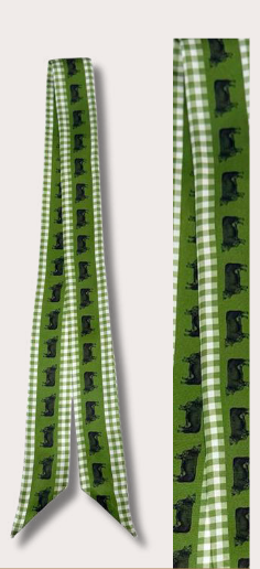 Silk Green Cow Twilly