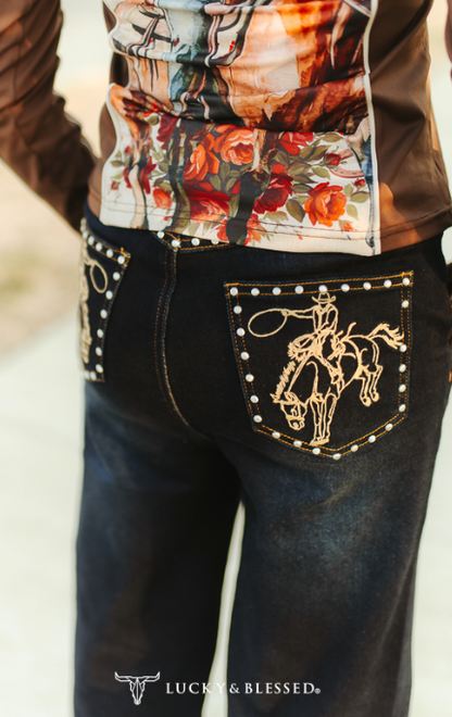 The Virgil Bucking Horse Dark Wash Jeans