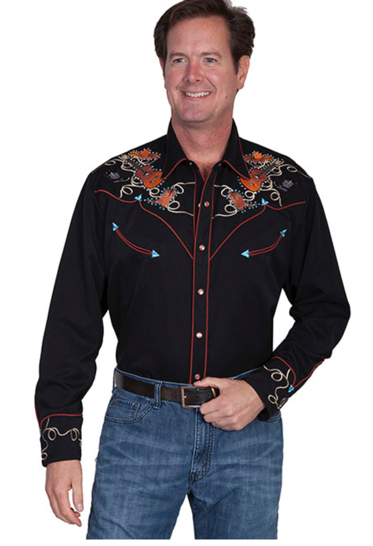 Boots, Hats, & Guitars; Embroidered Shirt by Scully