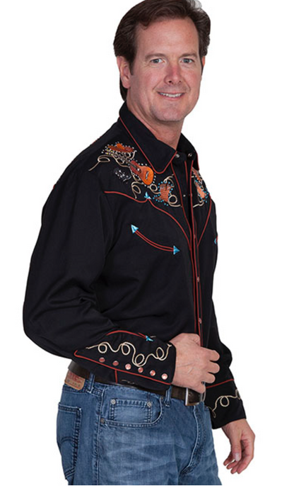 Boots, Hats, & Guitars; Embroidered Shirt by Scully