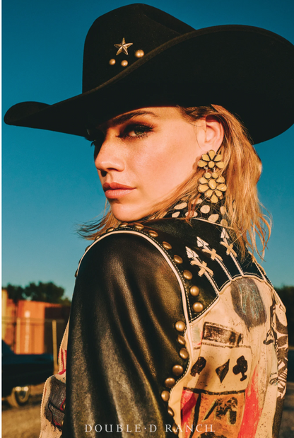 Leather Cowboy Graffiti Jacket by Double D