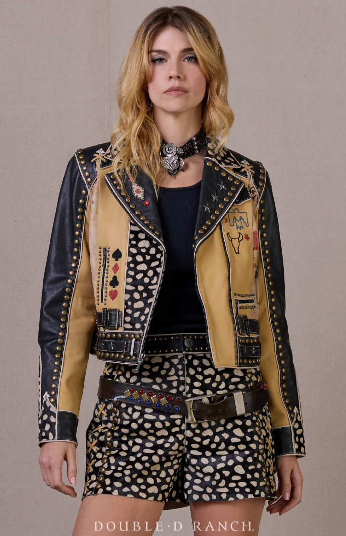 Leather Cowboy Graffiti Jacket by Double D