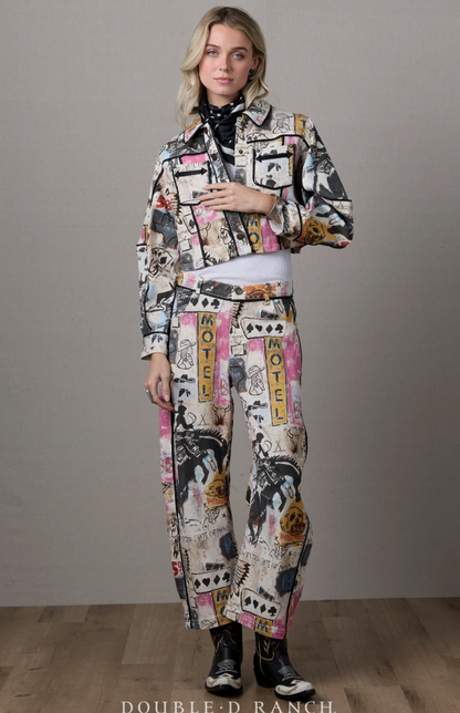 Cowboy Graffiti Denim PANTS by Double D