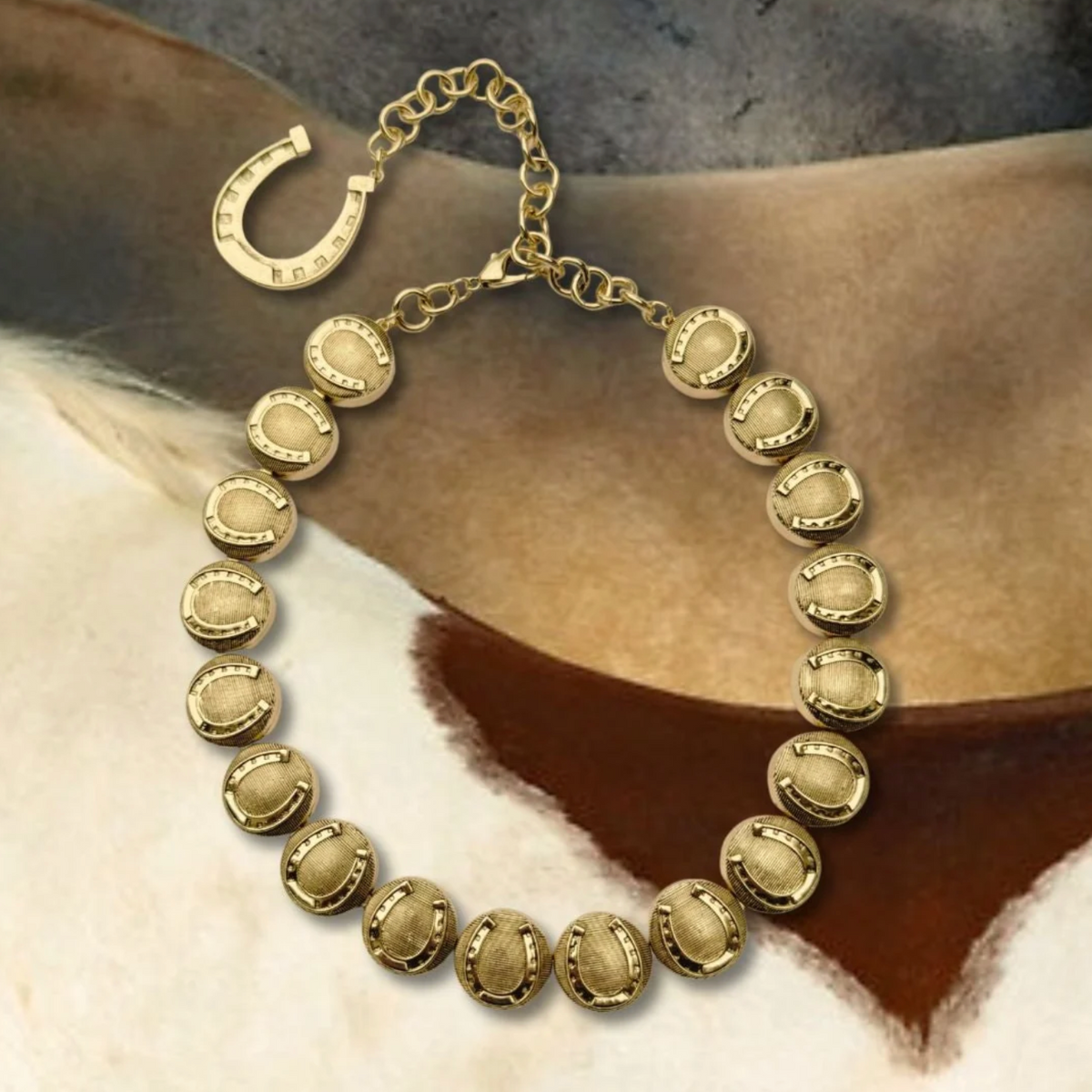 Horseshoe Medallion #1012-2 Necklace Gold