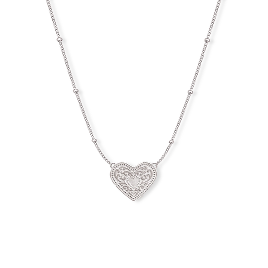 SpurWest Audrey Heart Necklace Silver