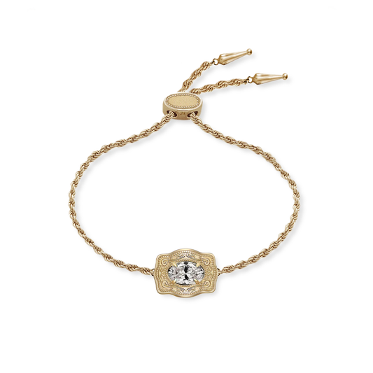 SpurWest Mama Ultra Mini Belt Buckle Bracelet CZ Stone Gold