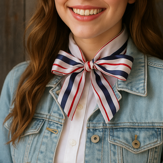Red, White and Blue Stripes Twilly Scarf #TW326