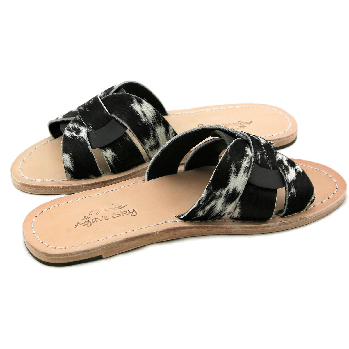 Olivia Cowhide Slide Salt & Pepper