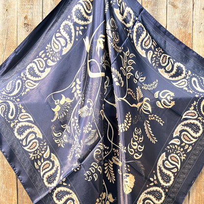 35X35" Blue and Cream Paisley Wild Rag/Scarf WR433
