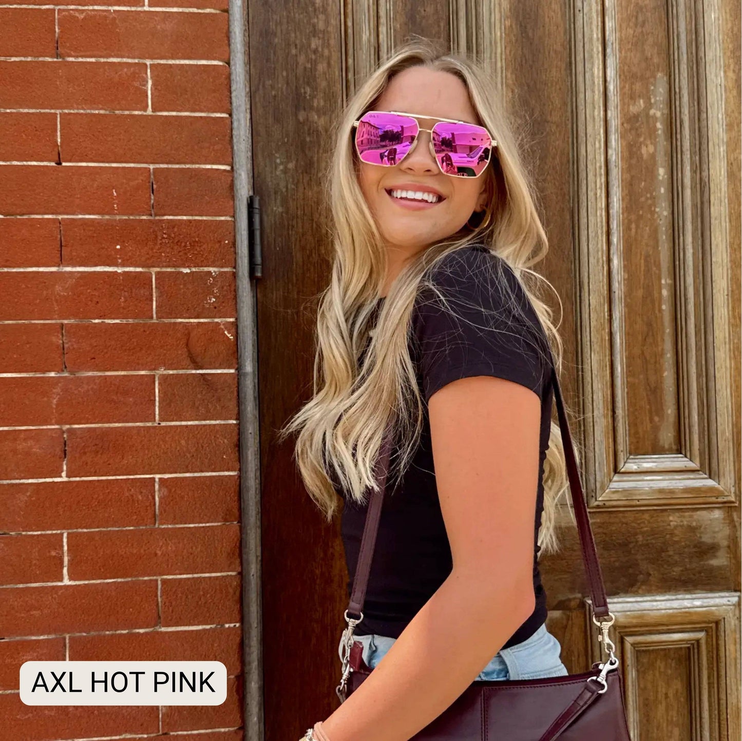 AXL - Unisex Geometric Aviator Polarized Sunglasses: Black