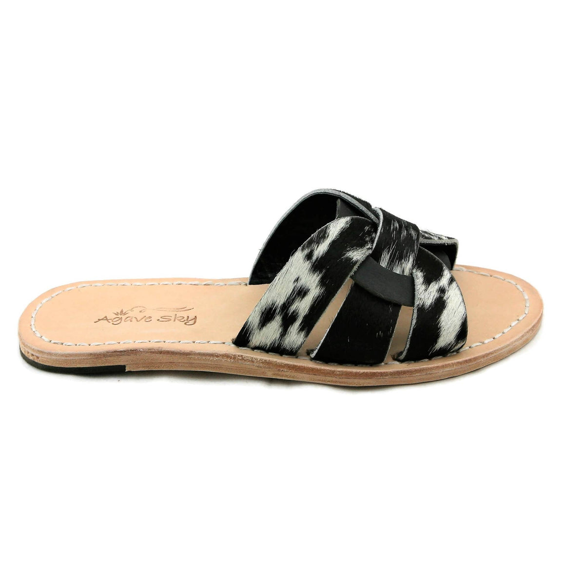 Olivia Cowhide Slide Salt & Pepper