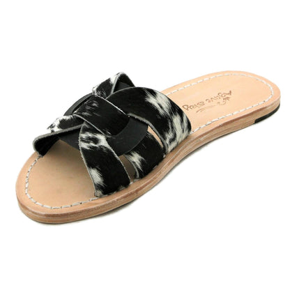 Olivia Cowhide Slide Salt & Pepper