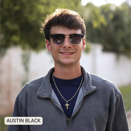 Austin - Unisex Polarized Square Sunglasses: Black